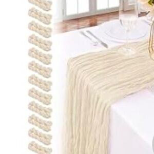 Ivory cheesecloth table runner